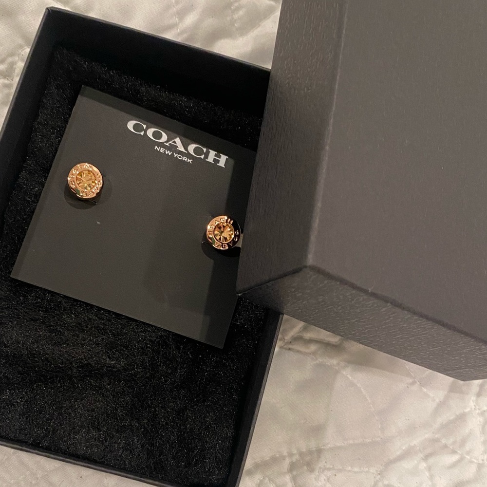 NWT/in BOX COACH rose gold earrings! CLASSY & FUN- see pic for details🤩🤩